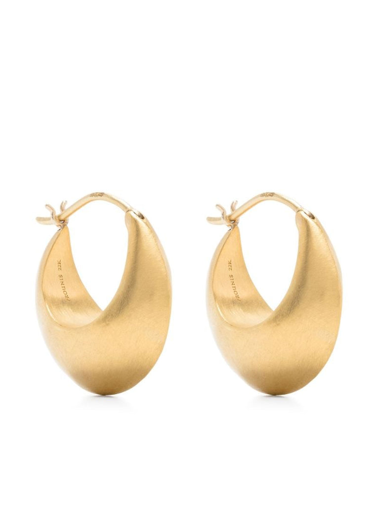 22k Yellow Gold Leech Hoop Earrings