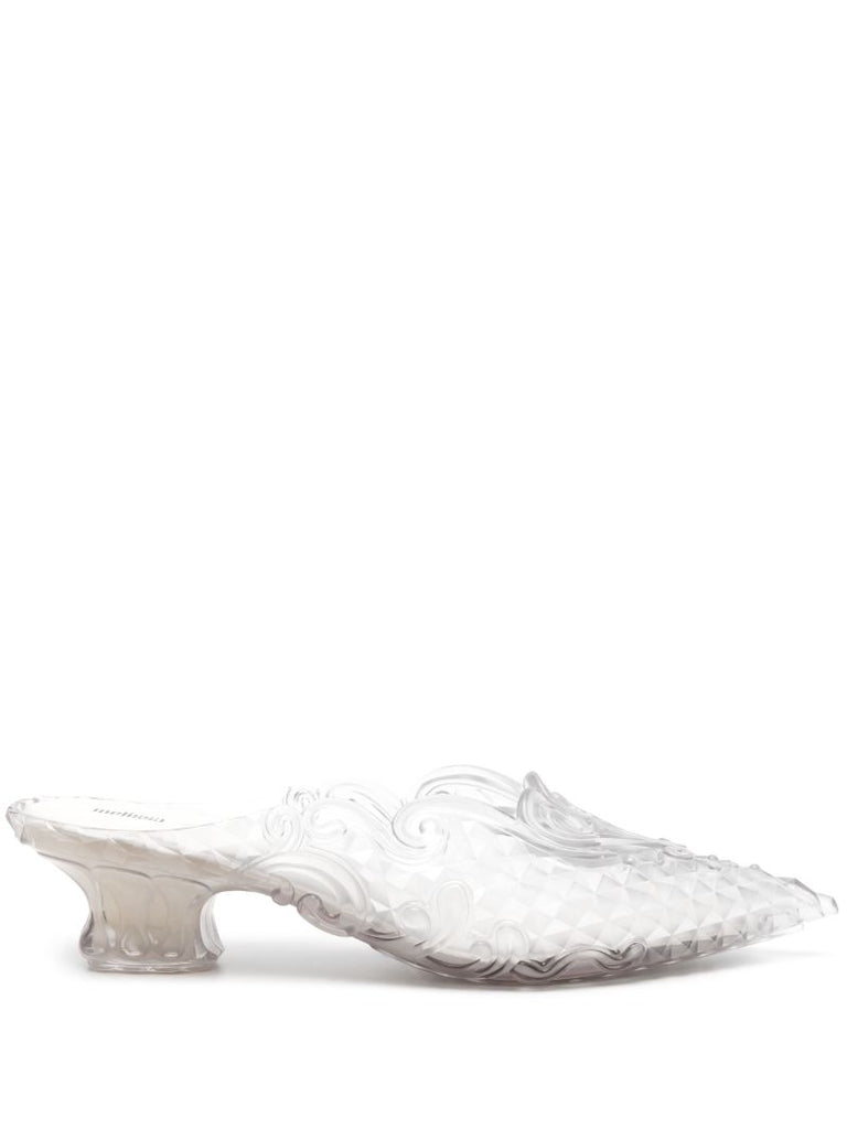 X Melissa Transparent 50 Embossed Mules