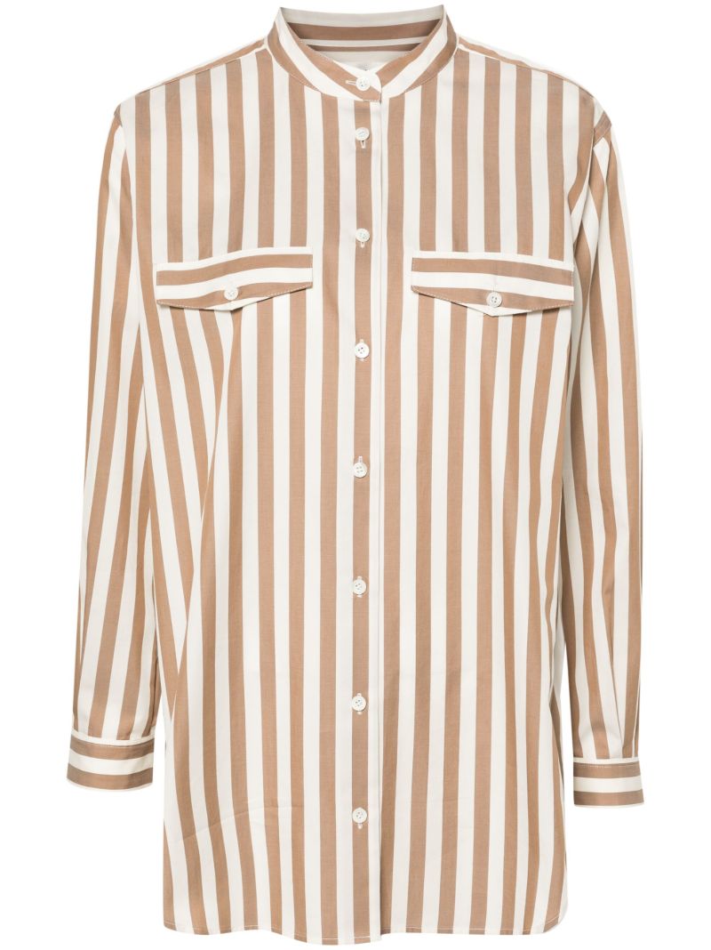 Brown and White Femme Stripe-print Shirt