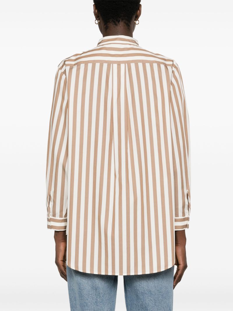 Brown and White Femme Stripe-print Shirt