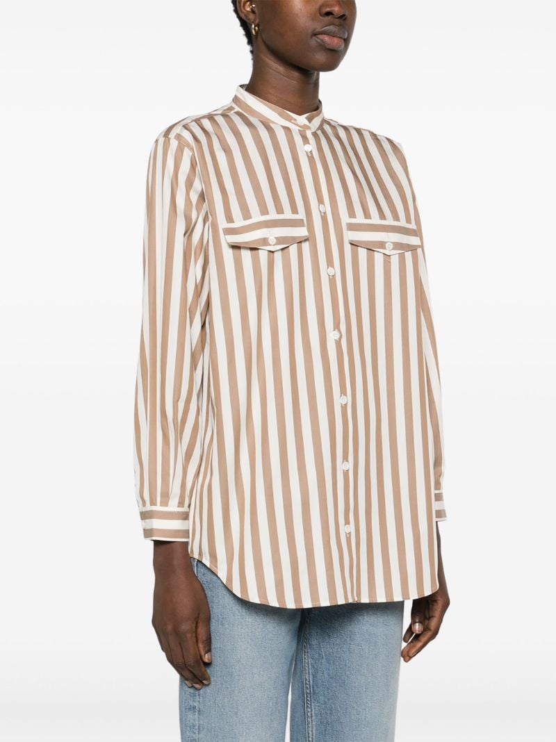 Brown and White Femme Stripe-print Shirt