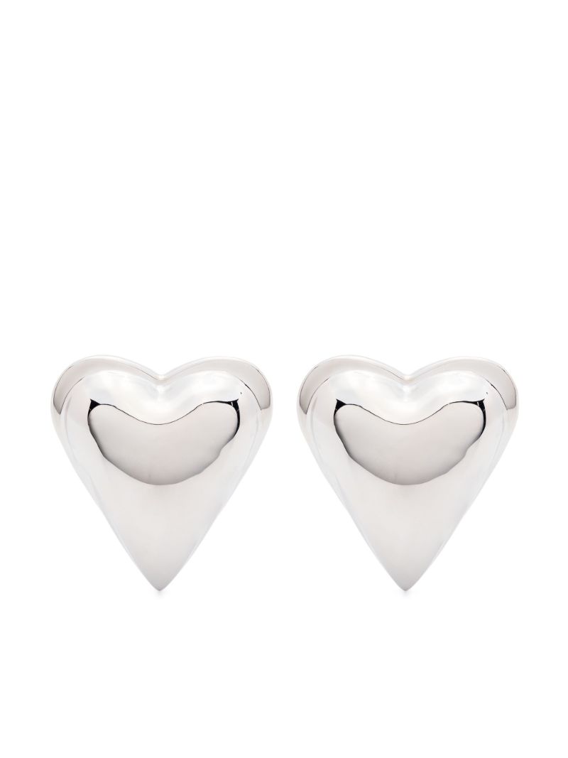 Silver-tone Bombe Heart Stud Earrings