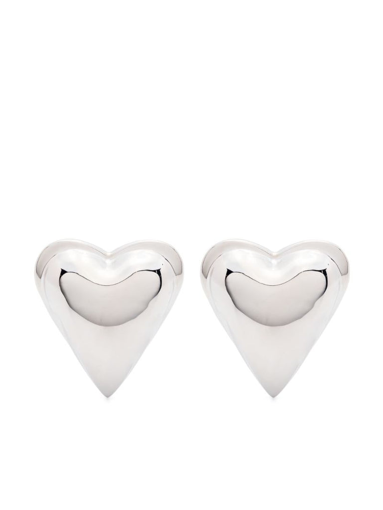Silver-tone Bombe Heart Stud Earrings