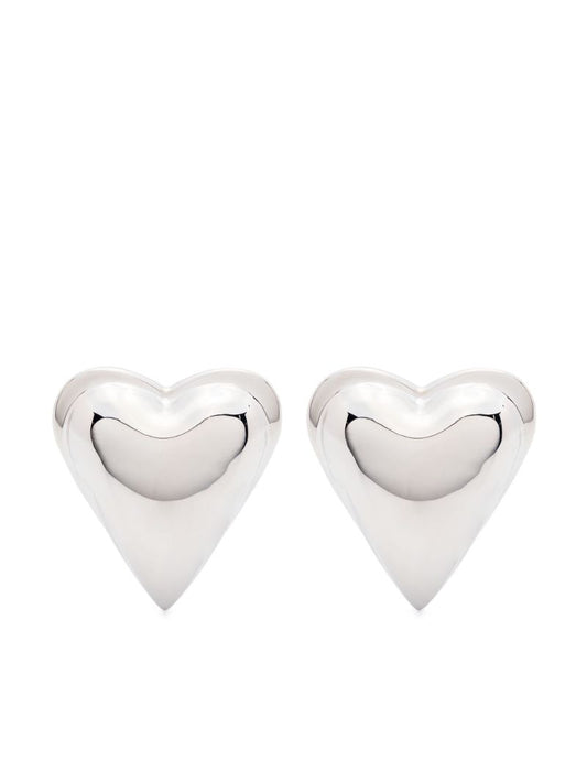 Silver-tone Bombe Heart Stud Earrings