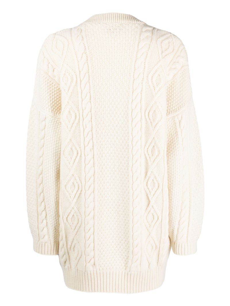 White Cable-knit Wool Cardigan