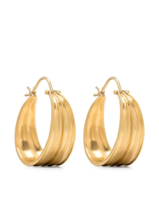 22k Yellow Gold Laurel Hoop Earrings