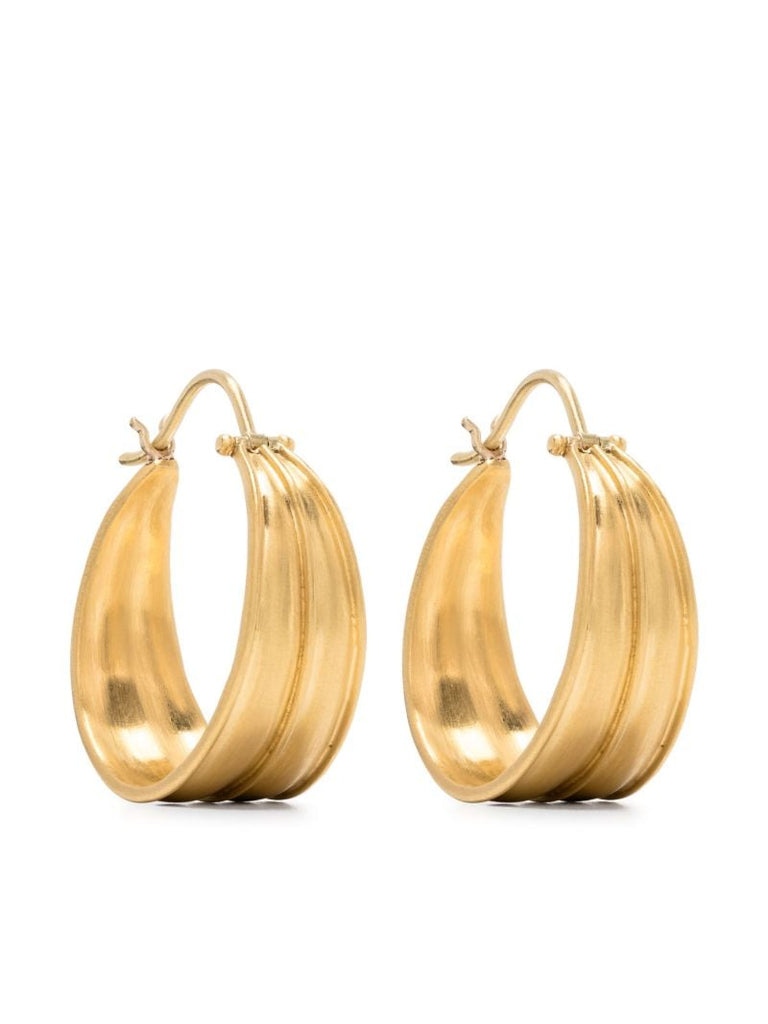 22k Yellow Gold Laurel Hoop Earrings