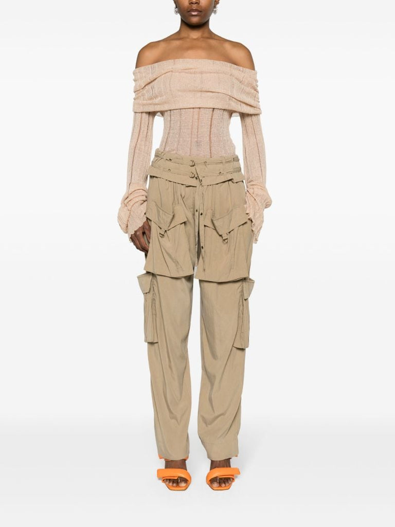 Brown Hadja Tapered Cargo Trousers