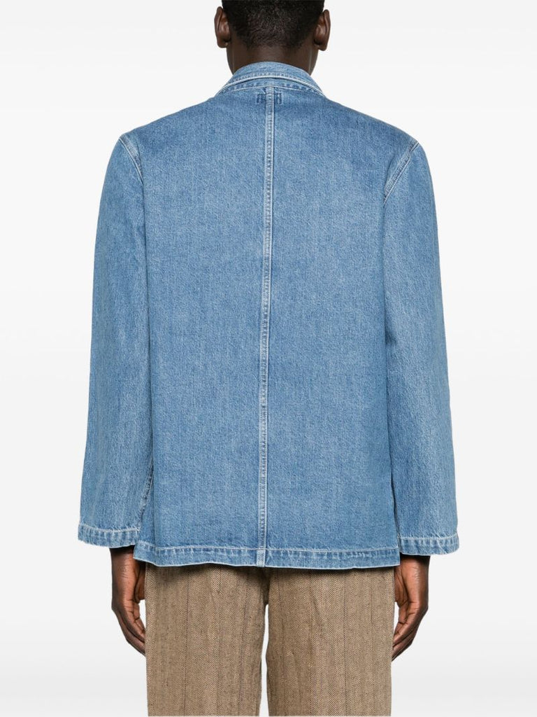 Blue Double-breasted Denim Jacket