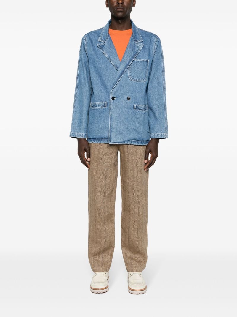 Blue Double-breasted Denim Jacket