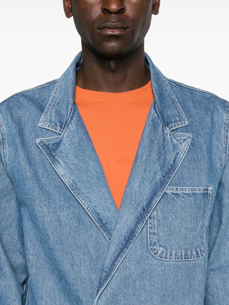 Blue Double-breasted Denim Jacket
