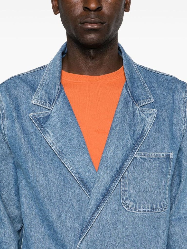 Blue Double-breasted Denim Jacket