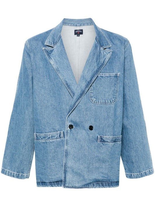 Blue Double-breasted Denim Jacket