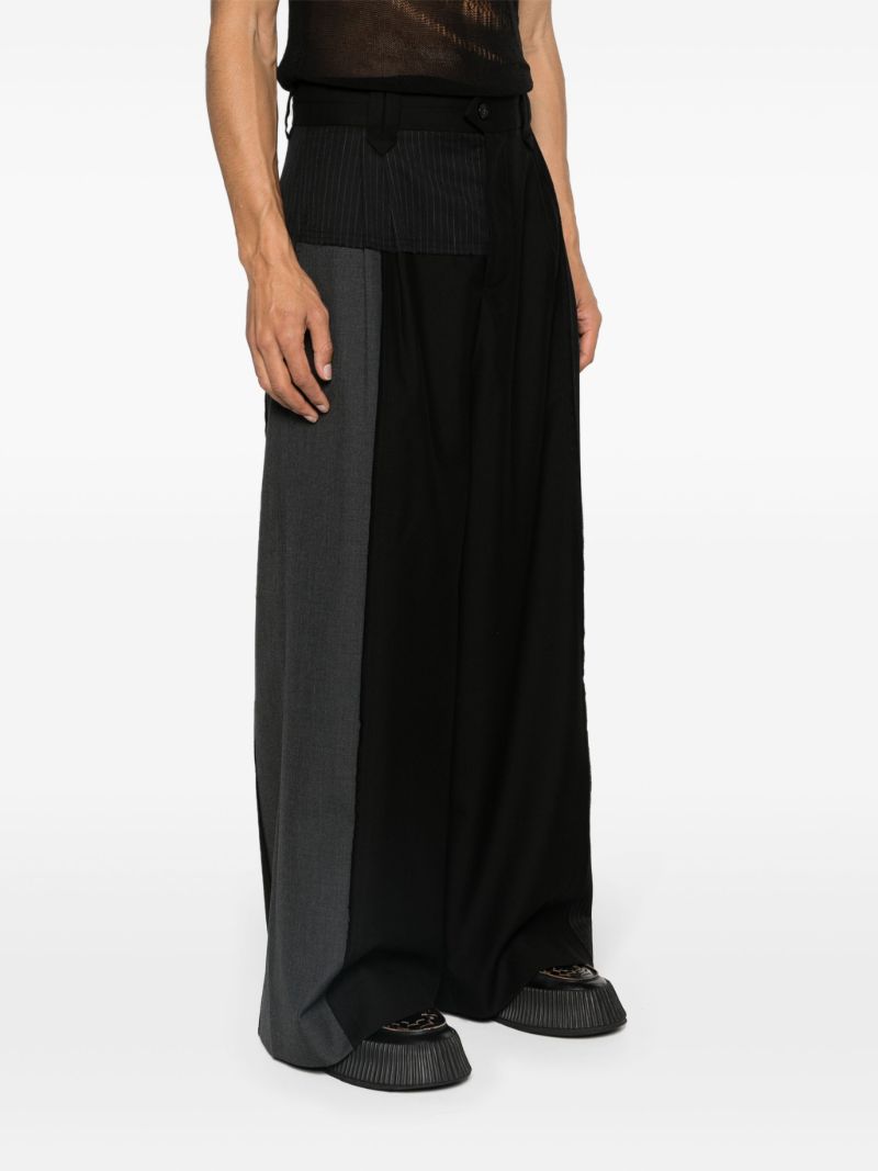 Black Deconstructed Wool Wide-leg Trousers