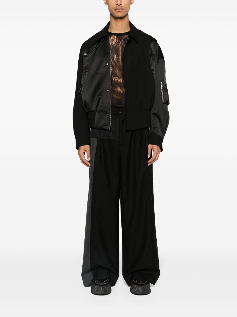 Black Deconstructed Wool Wide-leg Trousers