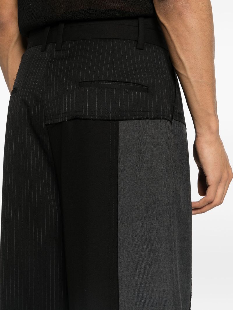 Black Deconstructed Wool Wide-leg Trousers