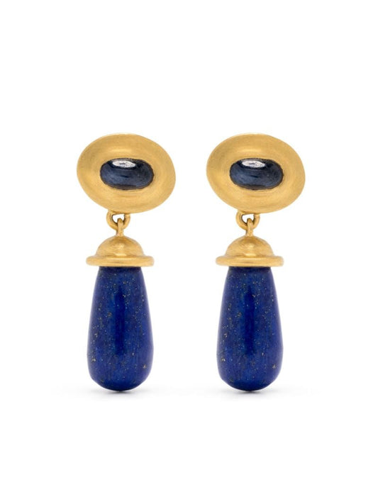 22k Yellow Gold Alabastra Lapis Lazuli and Sapphire Earrings