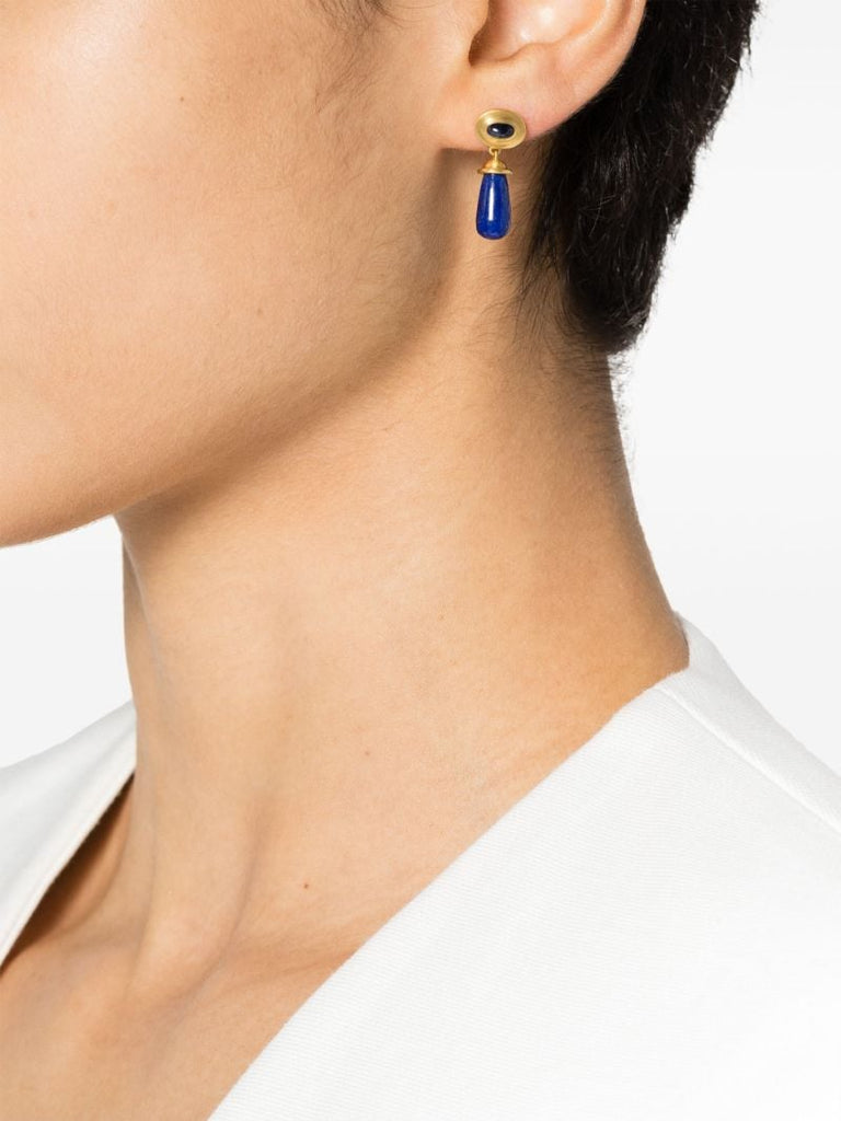22k Yellow Gold Alabastra Lapis Lazuli and Sapphire Earrings
