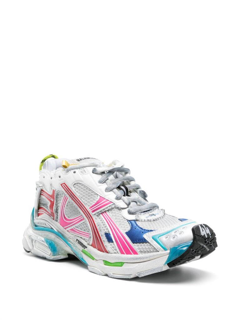 White Runner Panelled Sneakers