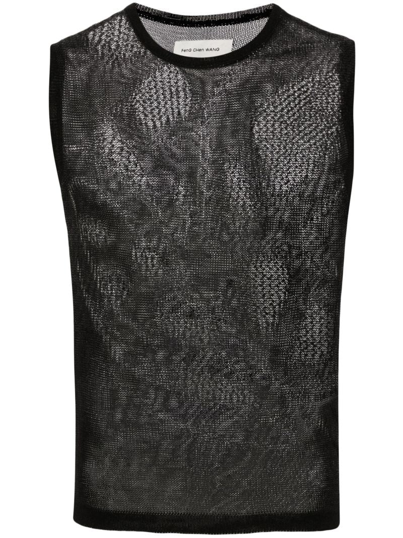 Black Lace-knit Vest
