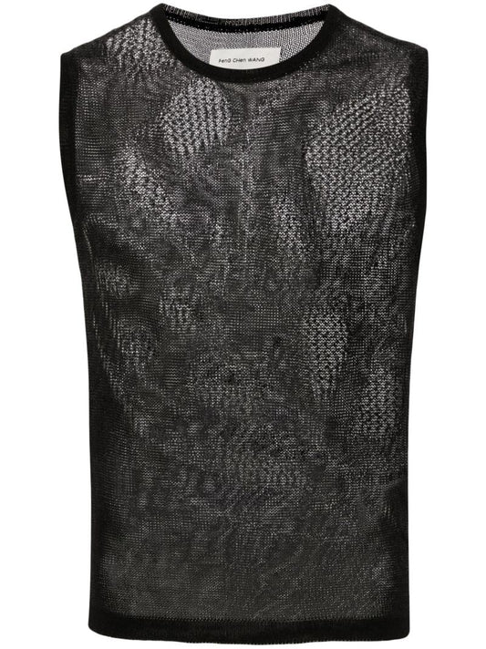 Black Lace-knit Vest