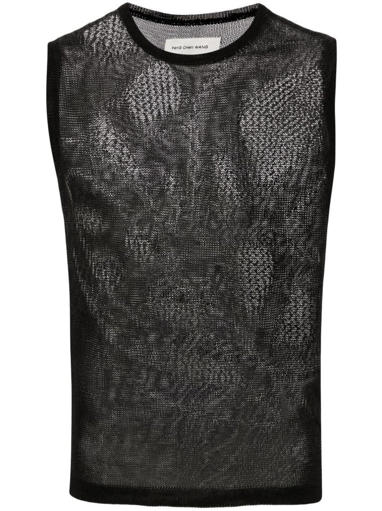 Black Lace-knit Vest