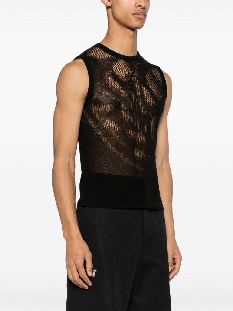 Black Lace-knit Vest