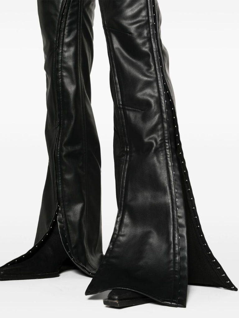 Black Faux-leather Straight Trousers