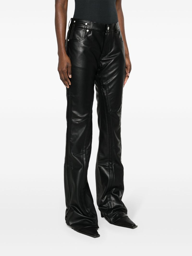 Black Faux-leather Straight Trousers