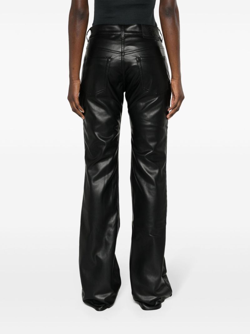 Black Faux-leather Straight Trousers