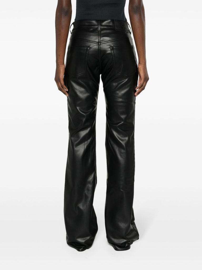 Black Faux-leather Straight Trousers