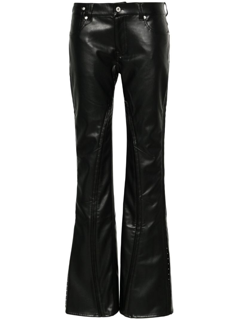 Black Faux-leather Straight Trousers