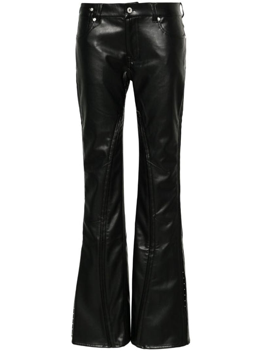 Black Faux-leather Straight Trousers