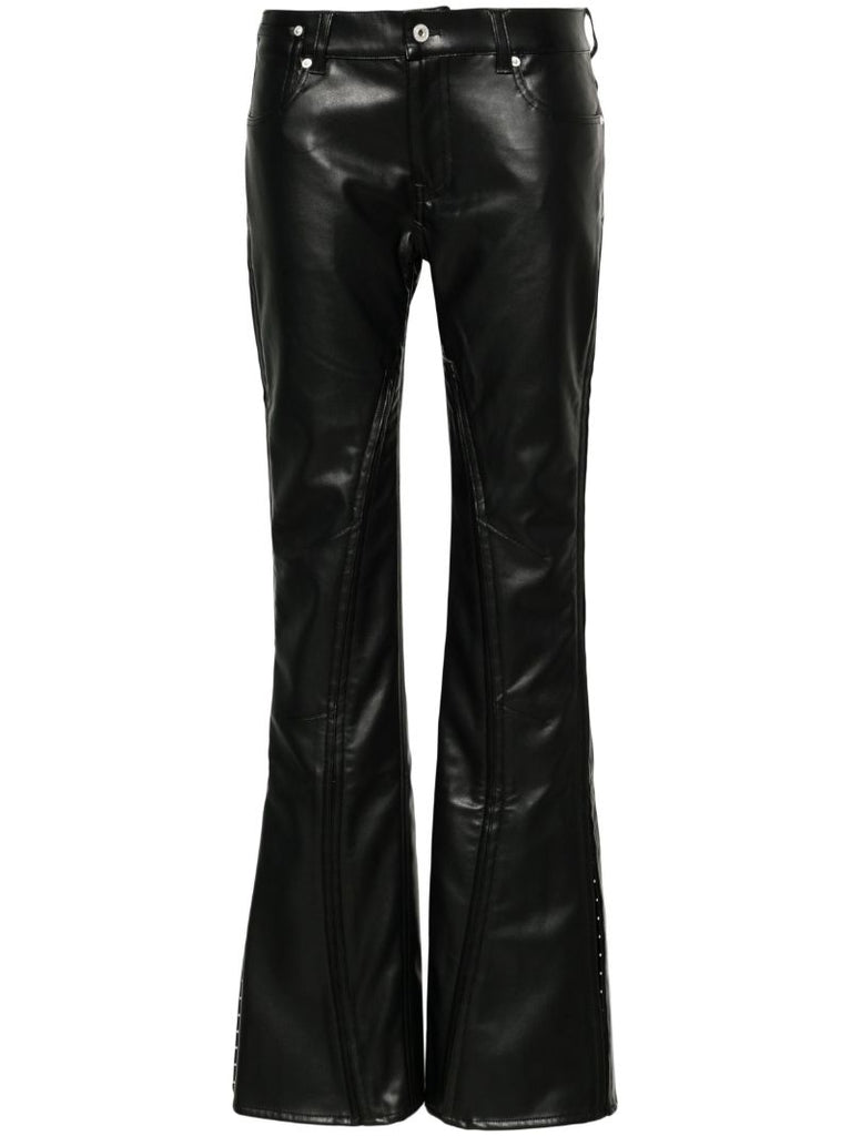 Black Faux-leather Straight Trousers