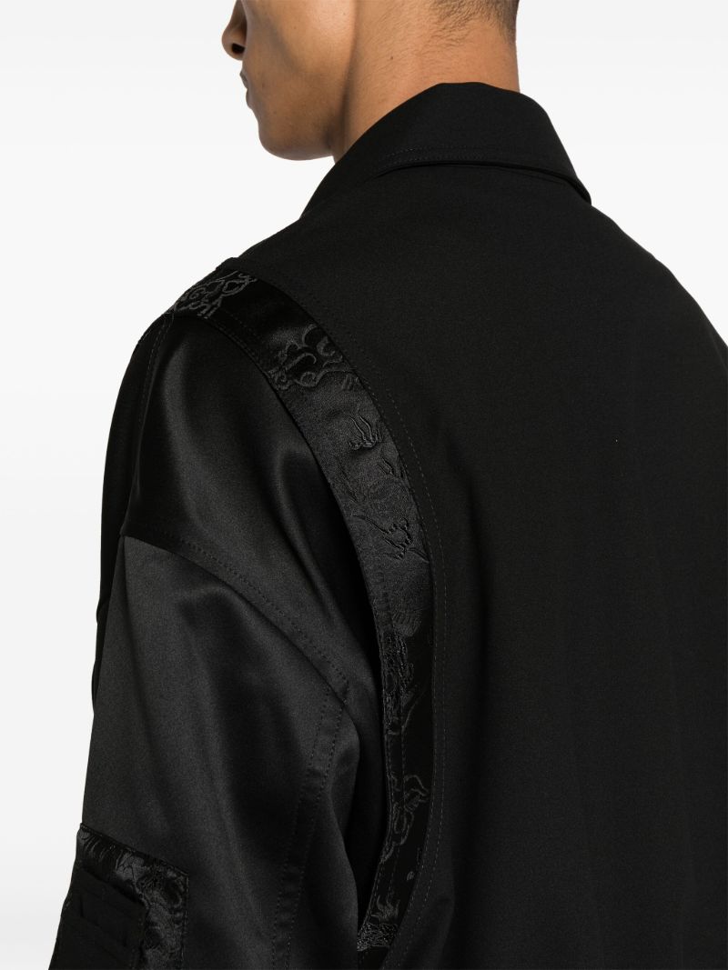 Black Dragon-jacquard Panelled Bomber Jacket