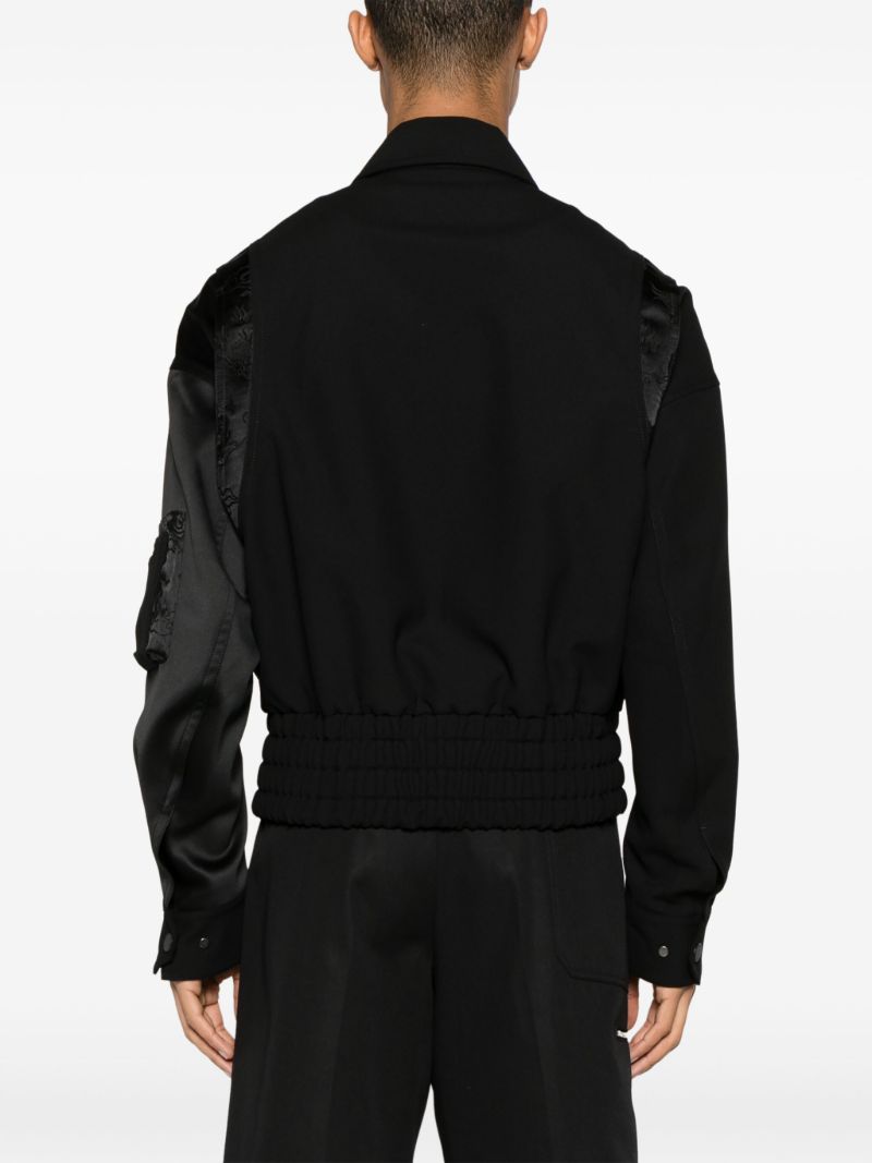Black Dragon-jacquard Panelled Bomber Jacket