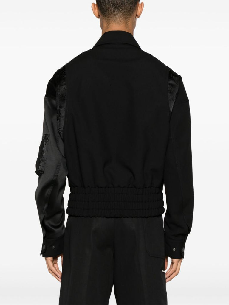 Black Dragon-jacquard Panelled Bomber Jacket