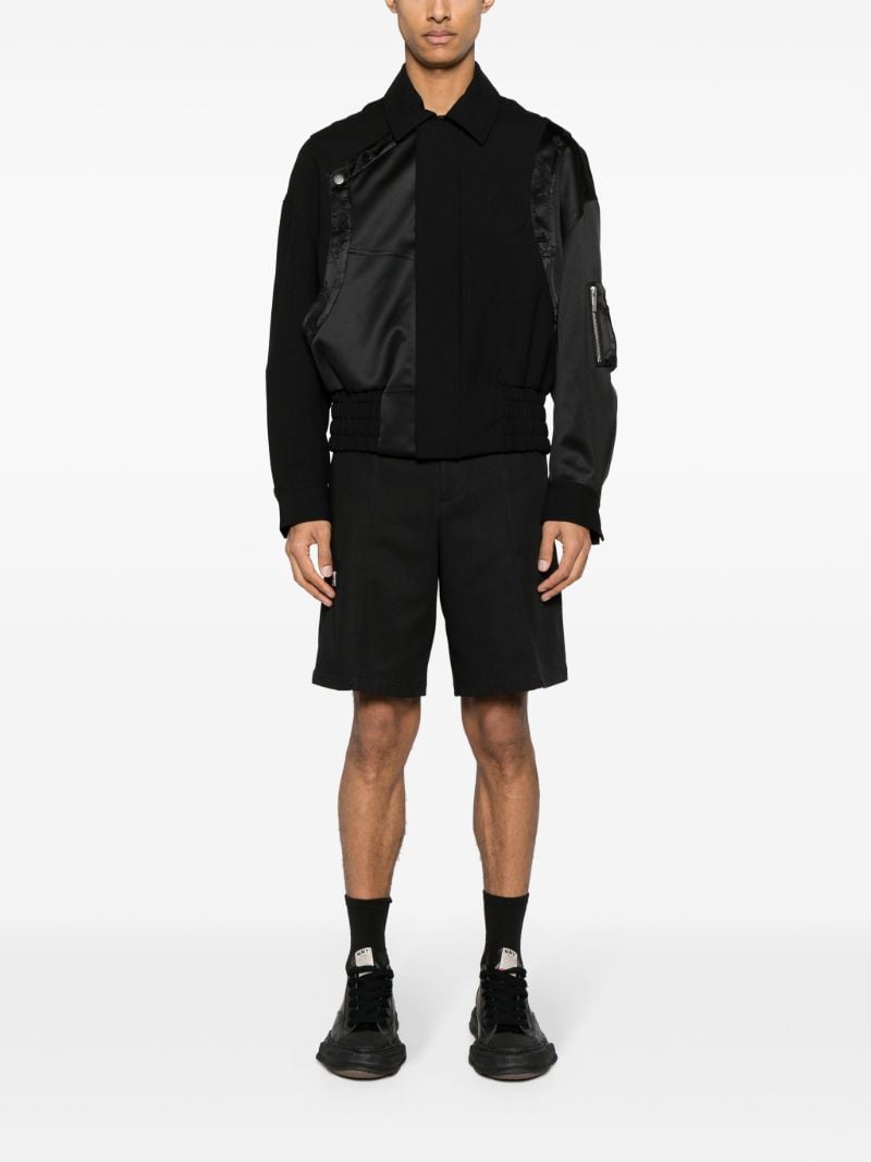 Black Dragon-jacquard Panelled Bomber Jacket