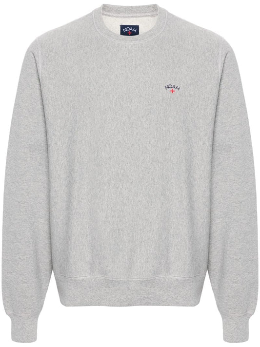 Heather Grey Logo-embroidery Cotton Sweatshirt