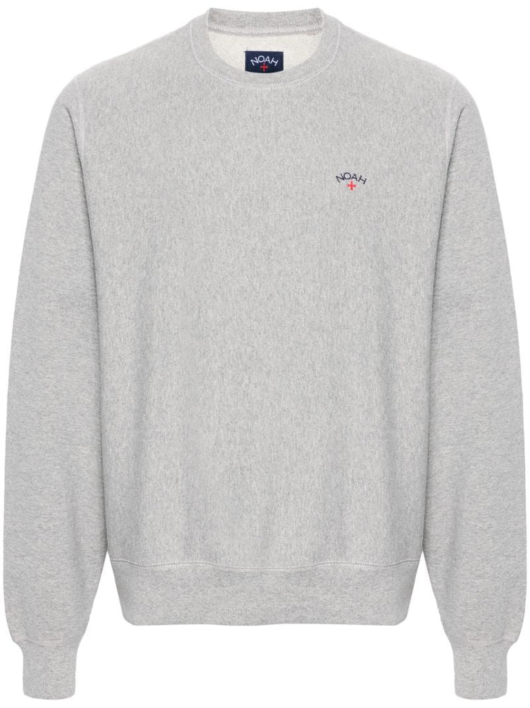 Heather Grey Logo-embroidery Cotton Sweatshirt