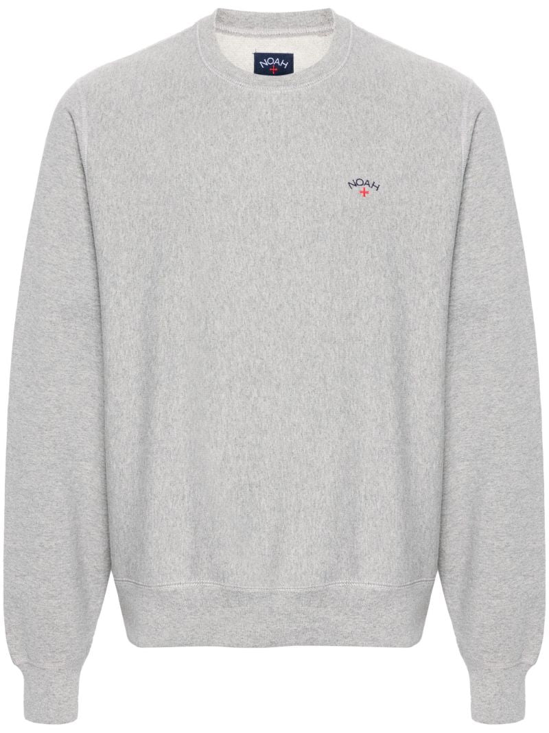 Heather Grey Logo-embroidery Cotton Sweatshirt