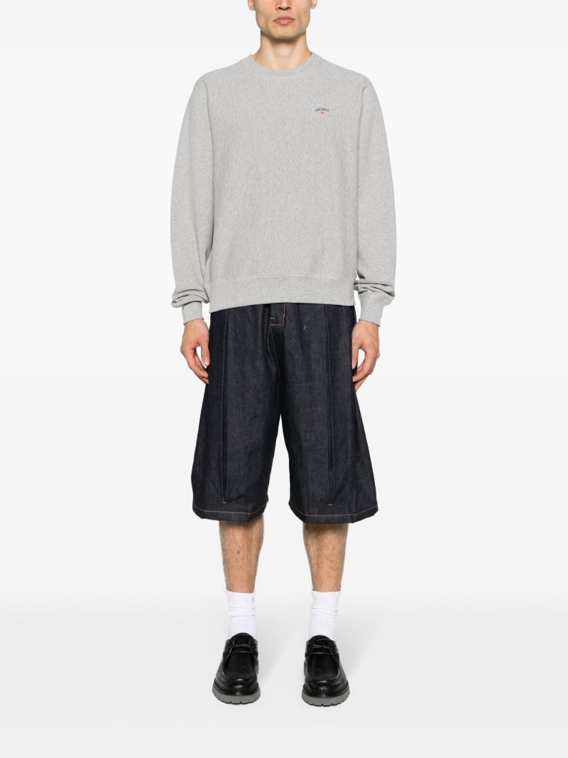 Heather Grey Logo-embroidery Cotton Sweatshirt