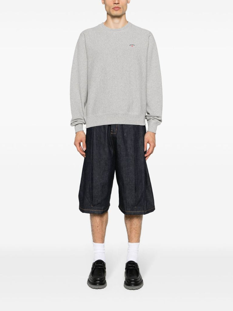 Heather Grey Logo-embroidery Cotton Sweatshirt