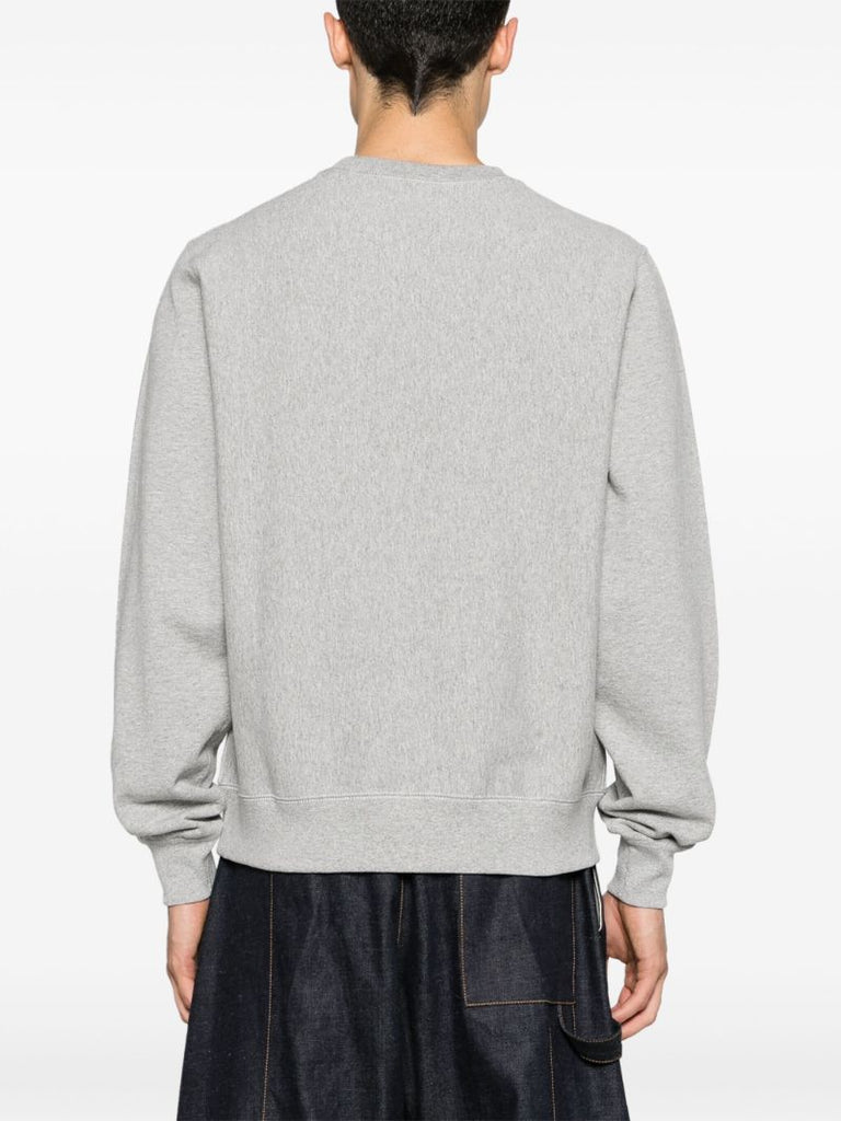 Heather Grey Logo-embroidery Cotton Sweatshirt
