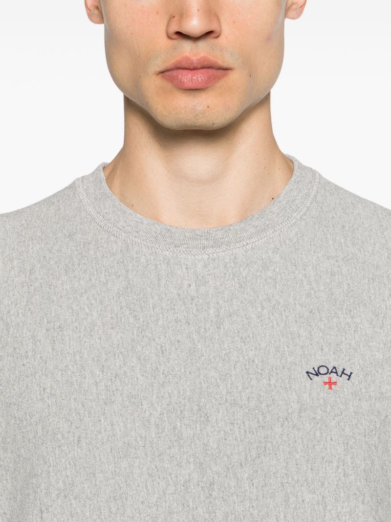Heather Grey Logo-embroidery Cotton Sweatshirt