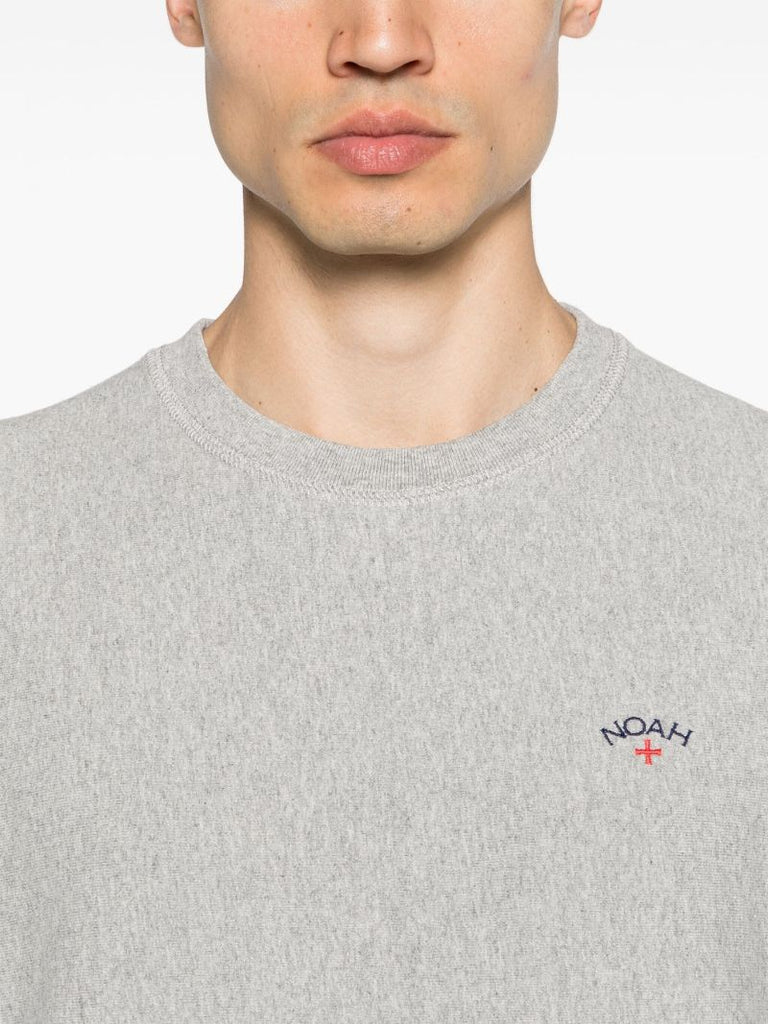 Heather Grey Logo-embroidery Cotton Sweatshirt