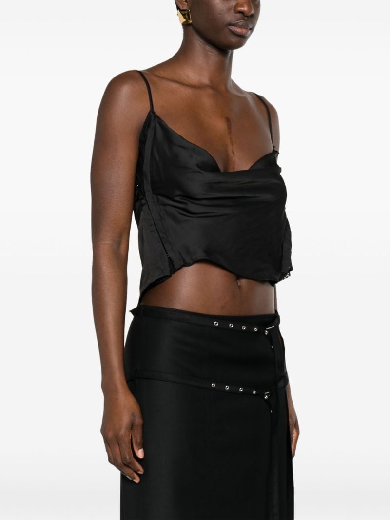 Black Draped Lace Crop Top