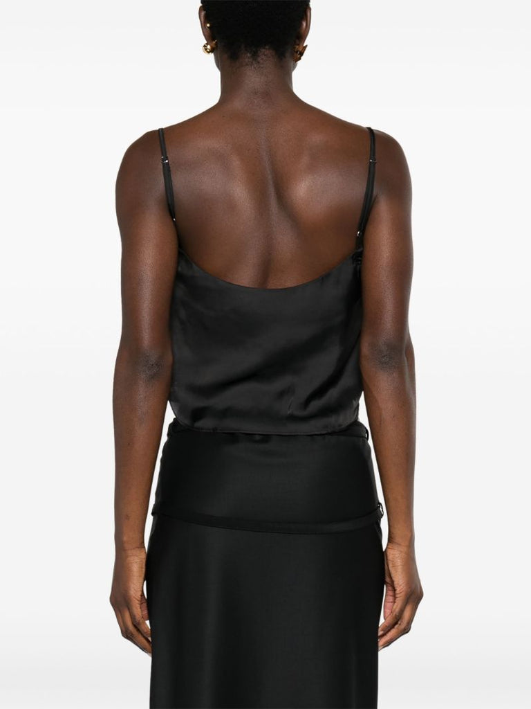 Black Draped Lace Crop Top