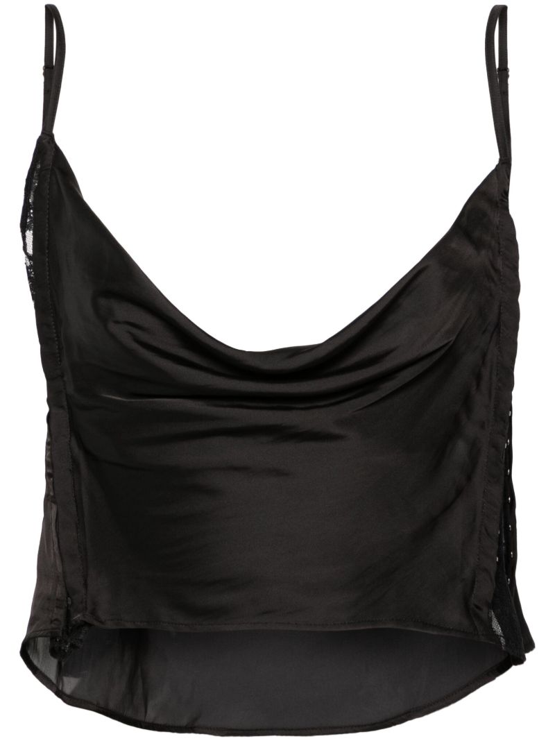 Black Draped Lace Crop Top