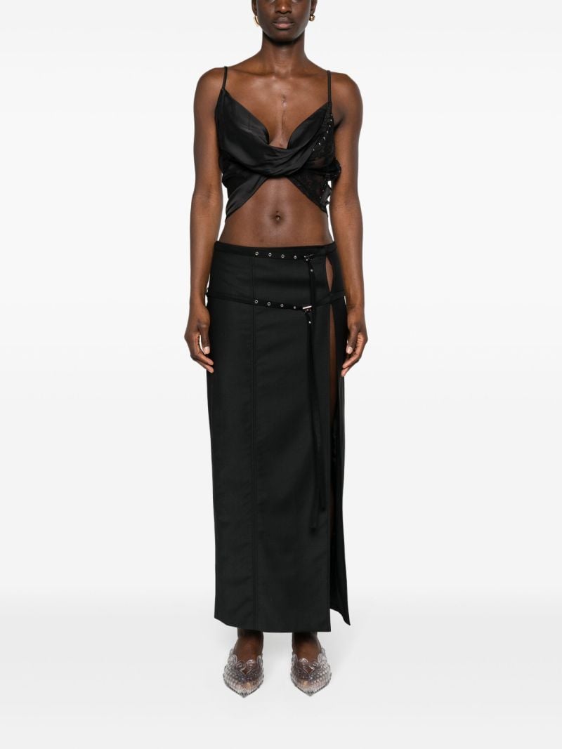 Black Draped Lace Crop Top